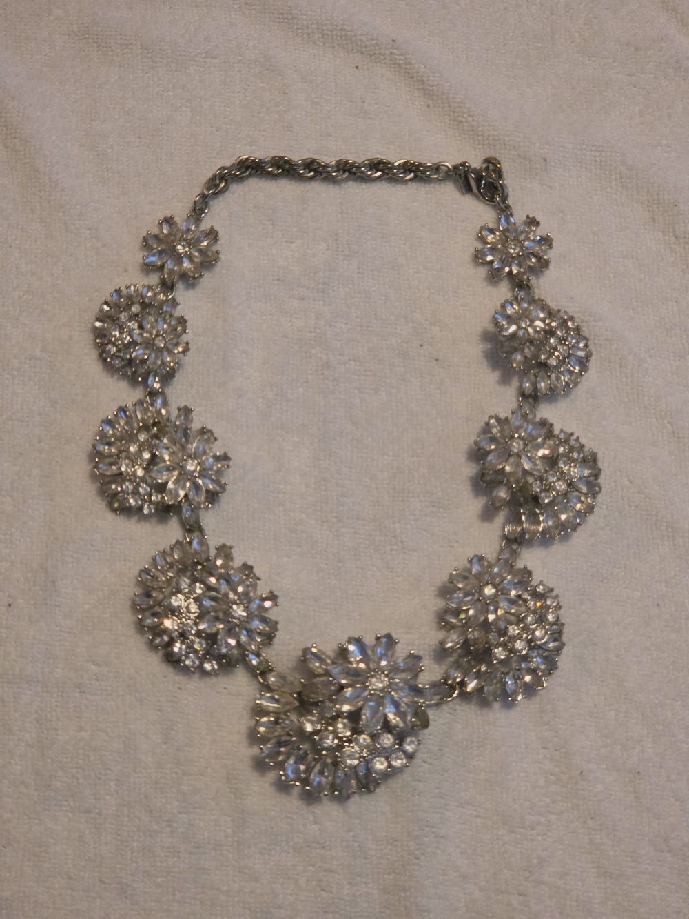 Banana Republic Silver Crystal Floral Necklace